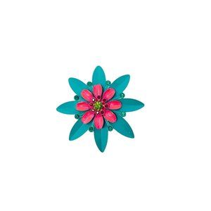 Retro Floral Brooch Pink & Green 1960s Style Pin